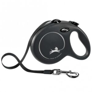 FLEXI Rollleine New CLASSIC Gurt - 5m, bis 50kg - Schwarz